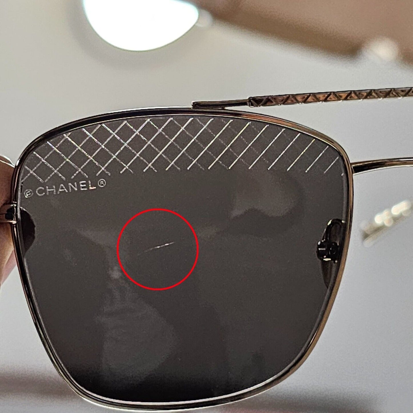 Chanel Sunglasses Gold Square Grey Dull Green Metal Frame 4256 C.395/3 041223