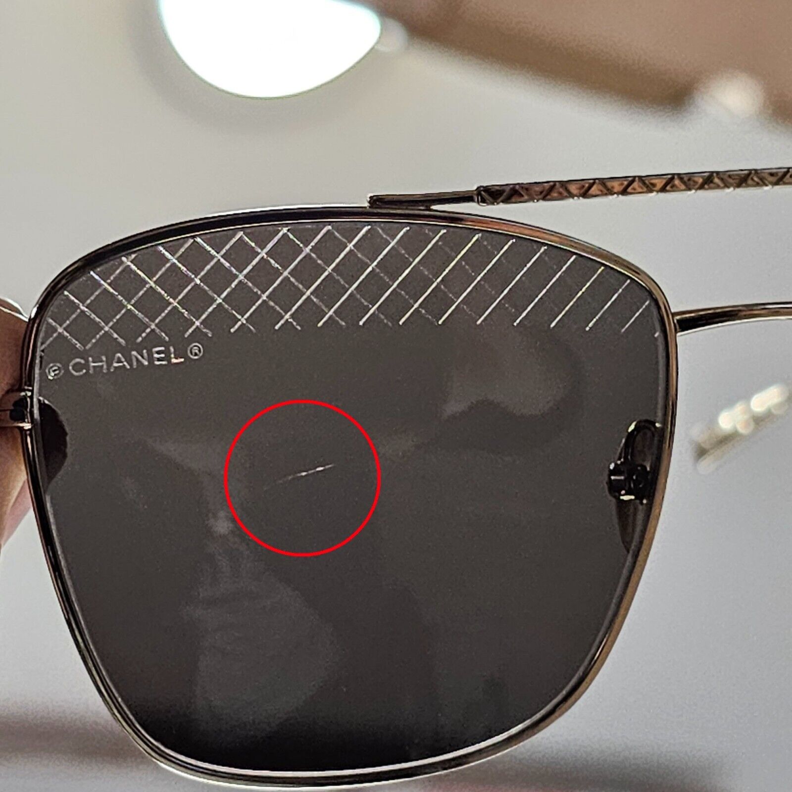 Chanel Sunglasses Gold Square Grey Dull Green Metal Frame 4256 C.395/3 041223