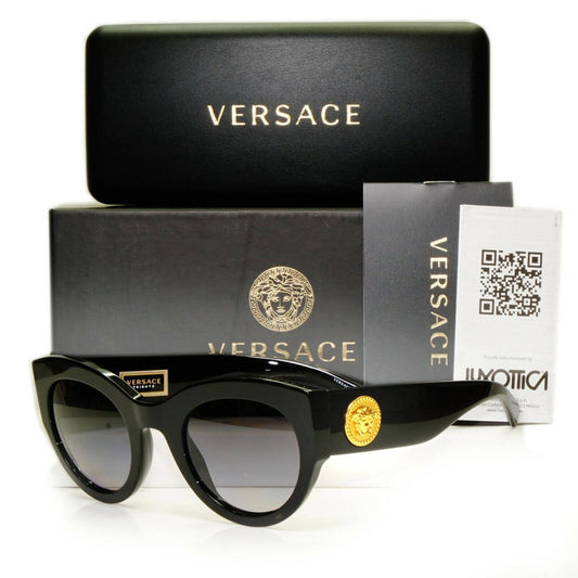 Versace Gold Medusa Polarized Black Sunglasses Womens Tribute 1996 4353 GB1/T3