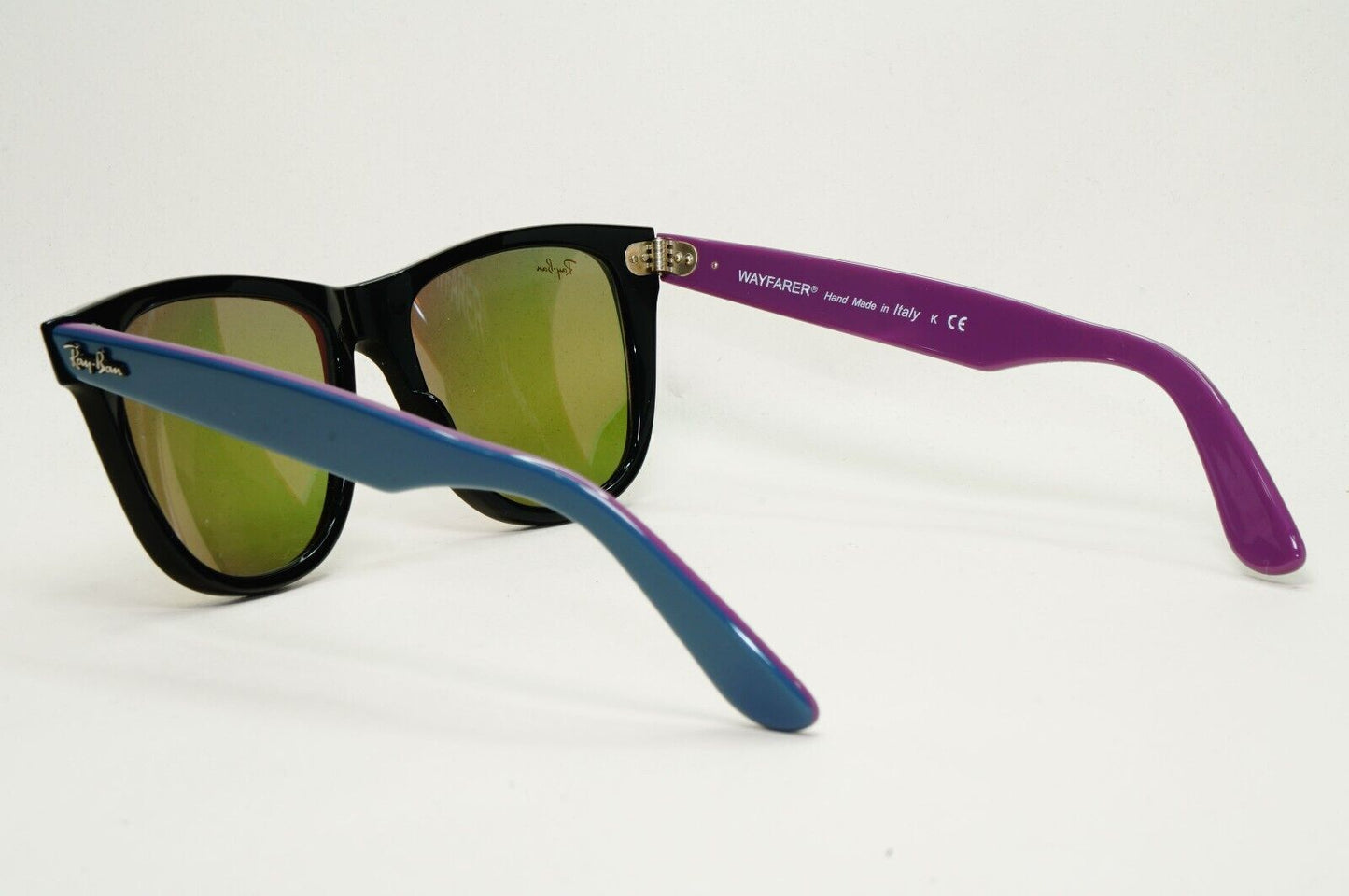 Ray-Ban Sunglasses Wayfarer Black Blue Mirror Violet Fuxia RB 2140 1174/4T 54mm