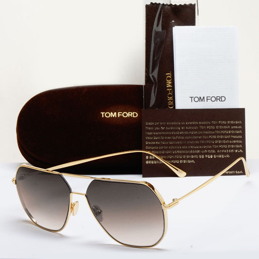 Tom Ford Sunglasses Gilles-02 Gold Grey Navigator FT0852 TF 852 30B 59mm