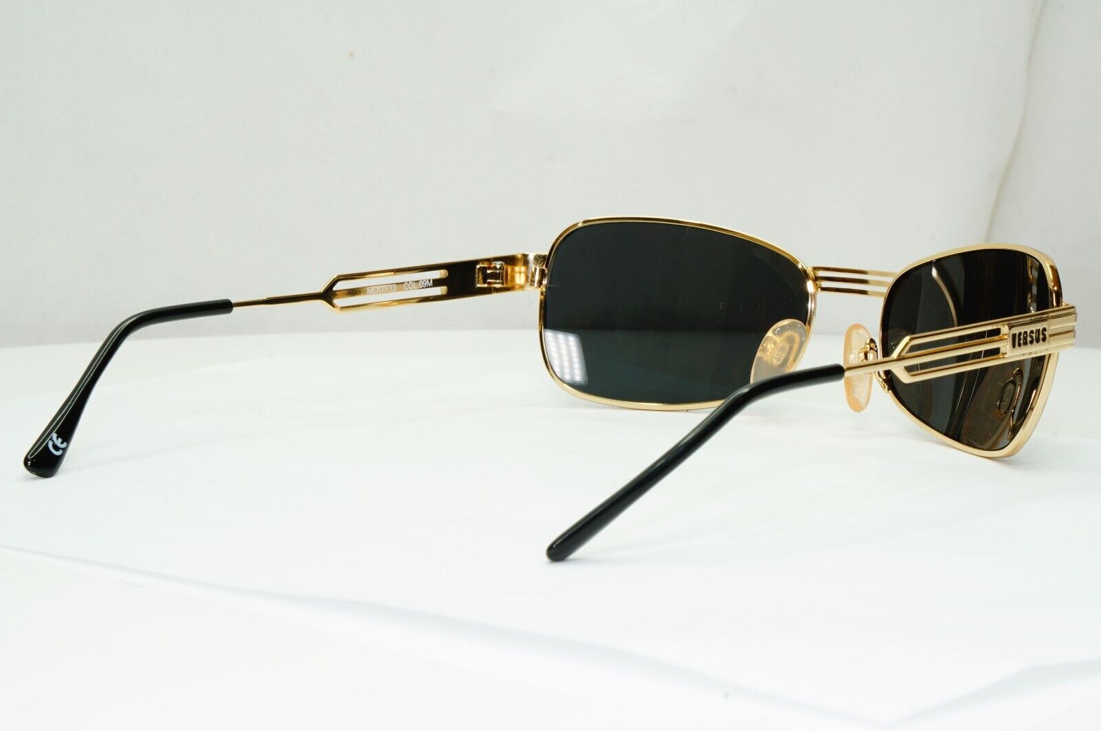 Versus 1996 by Gianni Versace Vintage Gold Black Sunglasses MOD F33 COL 09M