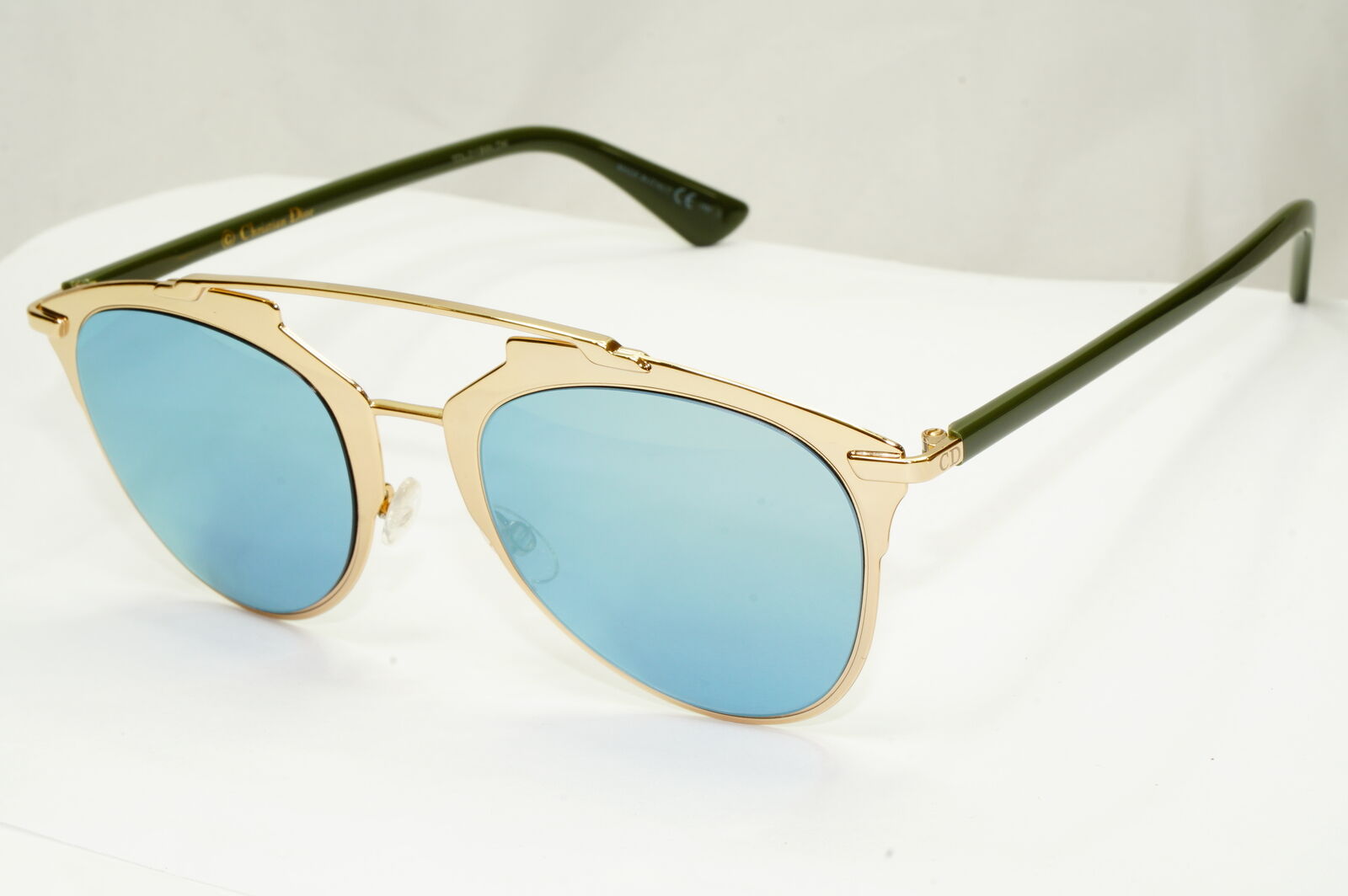 Authentic Dior Womens Gold Blue Mirror Designer Sunglasses Reflected XX83J