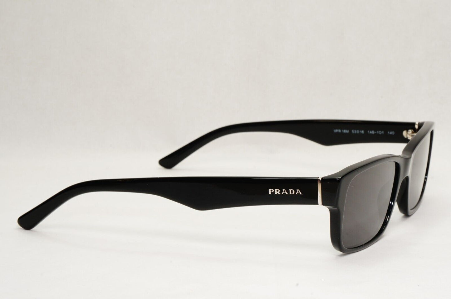 Prada Sunglasses Black Glossy Rectangle Square PR16MV VPR 16M 1AB-1O1 53mm