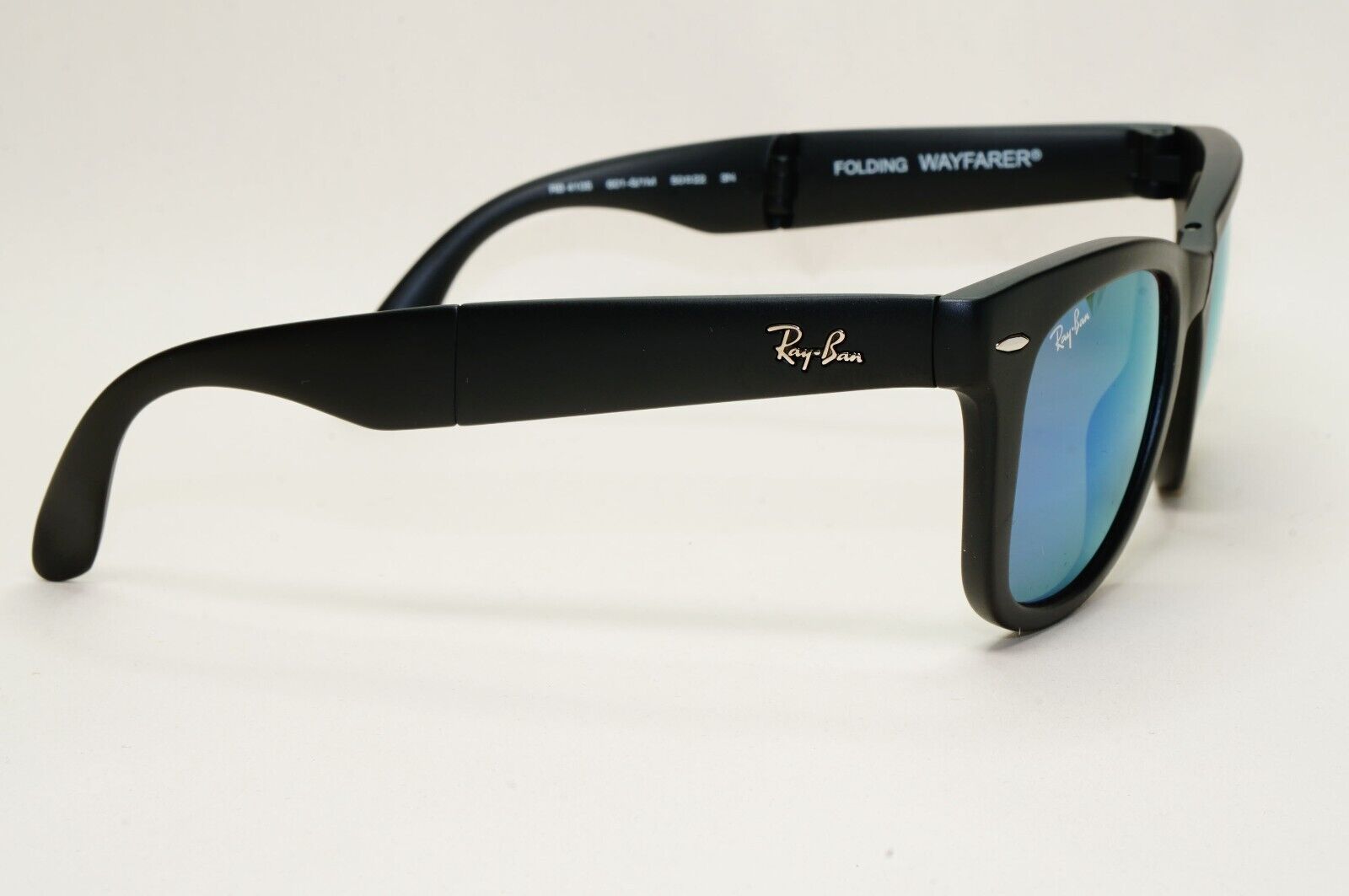 Ray-Ban Sunglasses Folding Wayfarer Black Matte Purple Mirror RB 4105 601-S/1M