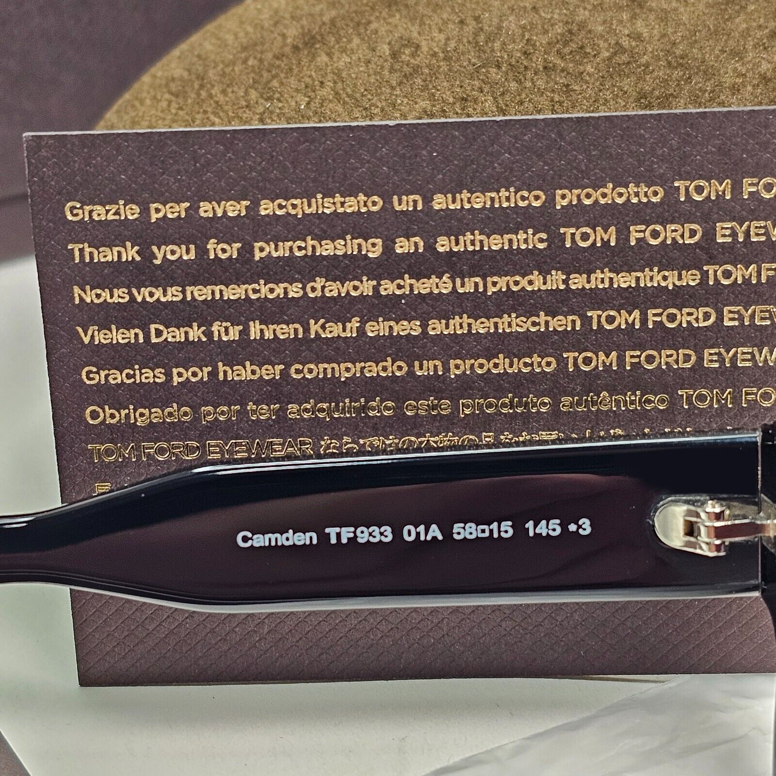 Tom Ford Sunglasses Camden Black Glossy Square Navigator TF 933 FT0933 01A 58mm