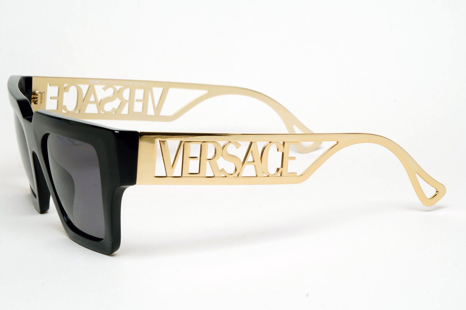 Versace Sunglasses Polarized Black Gold Square Grey MOD VE 4431 GB1/81 50mm