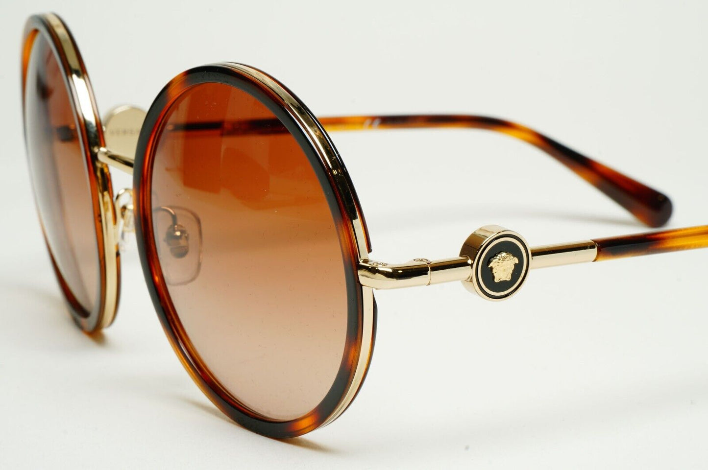 Versace Sunglasses Round Brown Gold Medusa Tortoise MOD VE 2229 1002/13 56mm