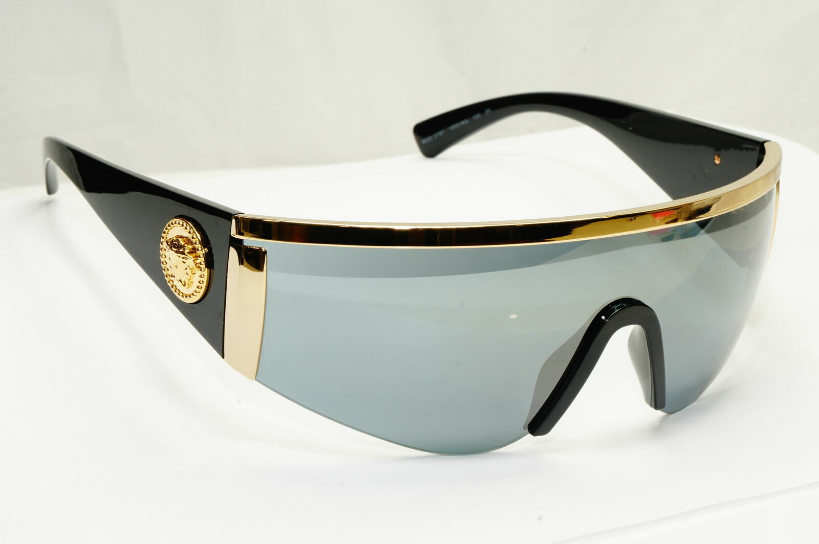 Versace Gold Medusa Shield Visor Sunglasses Mens Black 1996 Tribute 2197 1000/6G
