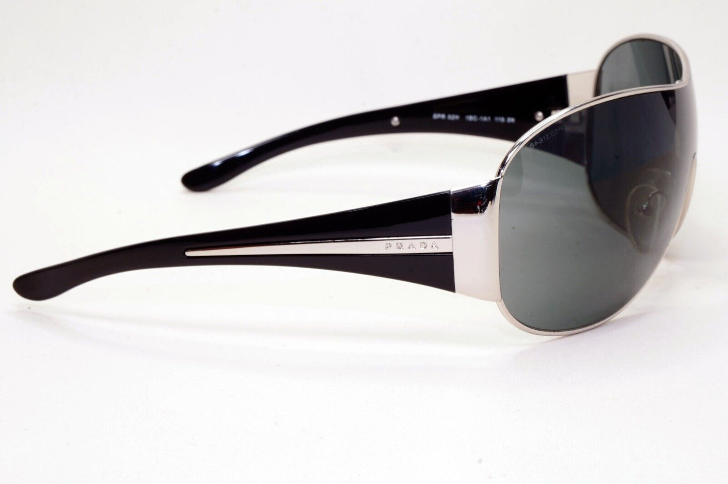 Prada Sunglasses 2006 Vintage Silver Black Shield PR52HS SPR 52H 1BC-1A1 281024