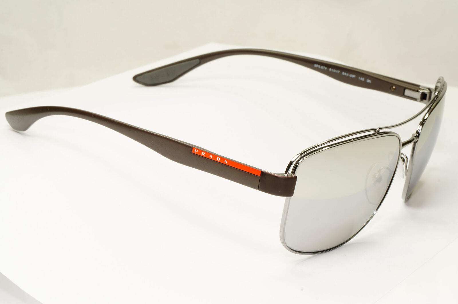 Prada Silver Mirror Sunglasses Mens Brown Sport Linea Rossa Red SPS 57V 5AV-09F