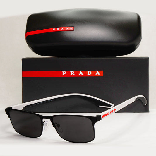 Prada Sunglasses Black White Red Linea Rossa Square PS50PV VPS 50P DG0-1O1 57mm