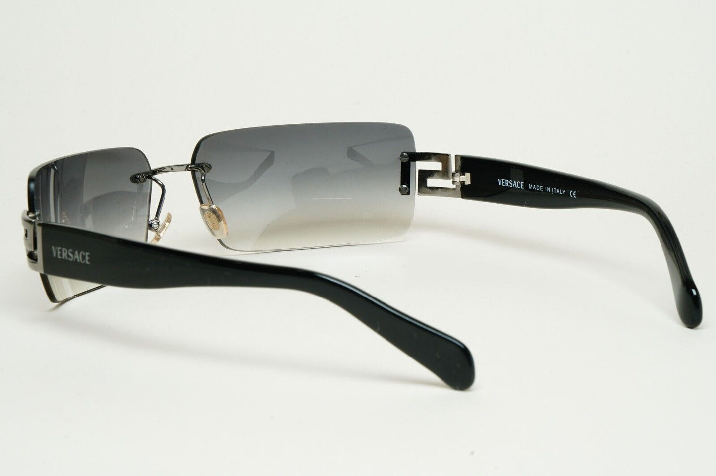 Versace Sunglasses 2004 Vintage Rimless Black Grey MOD 2017 1001/8G 120125