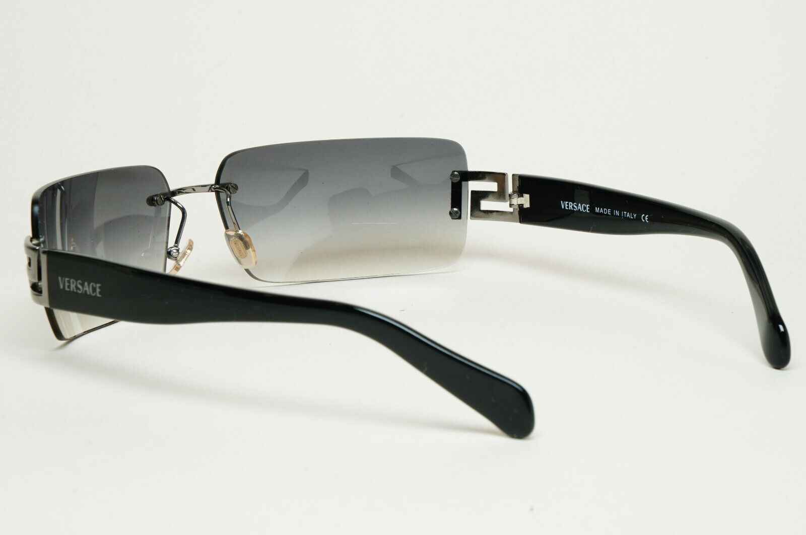 Versace Sunglasses 2004 Vintage Rimless Black Grey MOD 2017 1001/8G 120125