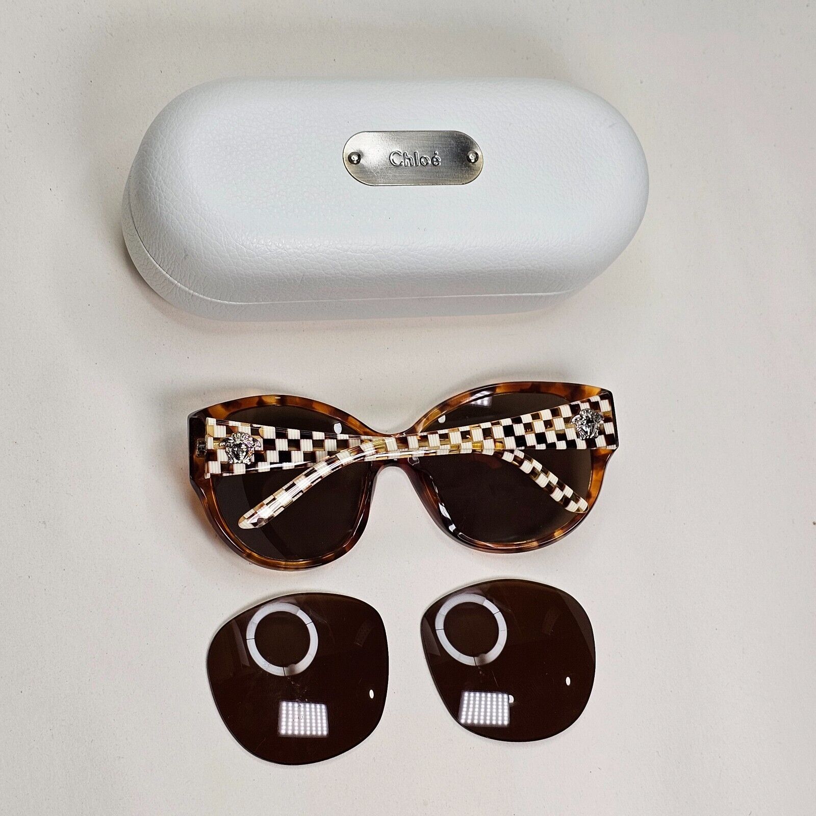 Versace Sunglasses 2012 Vintage Square Brown Chequered MOD 4208 928/73 021124