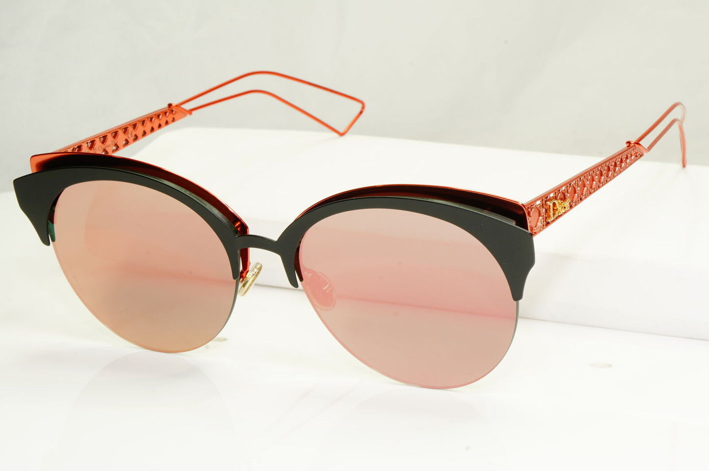 Authentic Dior Womens Mirror Sunglasses Coral Pink Black Diorama Club EYMAP