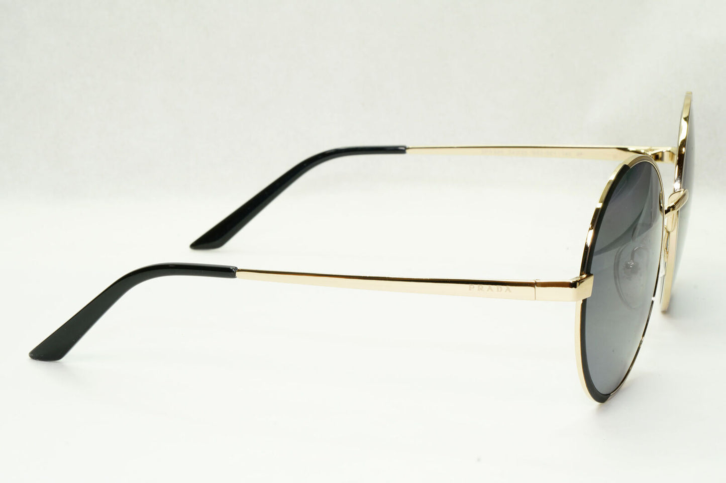 Prada Sunglasses Polarized Black Gold Grey Round Metal PR59XS SPR 59X QE3-5Z1