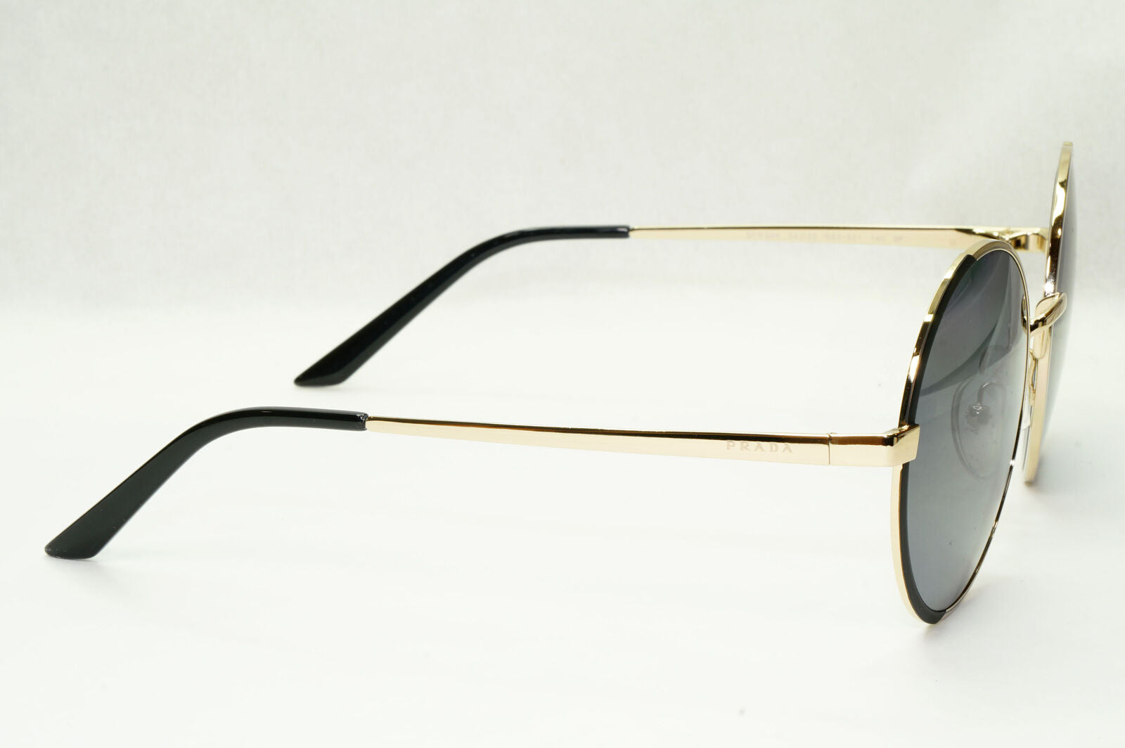 Prada Sunglasses Polarized Black Gold Grey Round Metal PR59XS SPR 59X QE3-5Z1