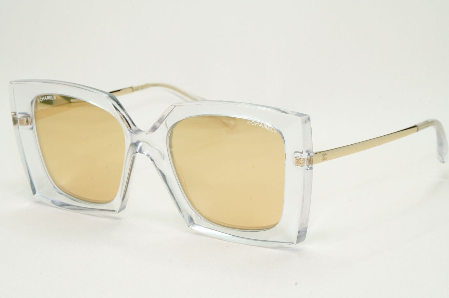 Chanel Sunglasses Gold Mirror Transparent Square 6051 c.660/T6 53mm