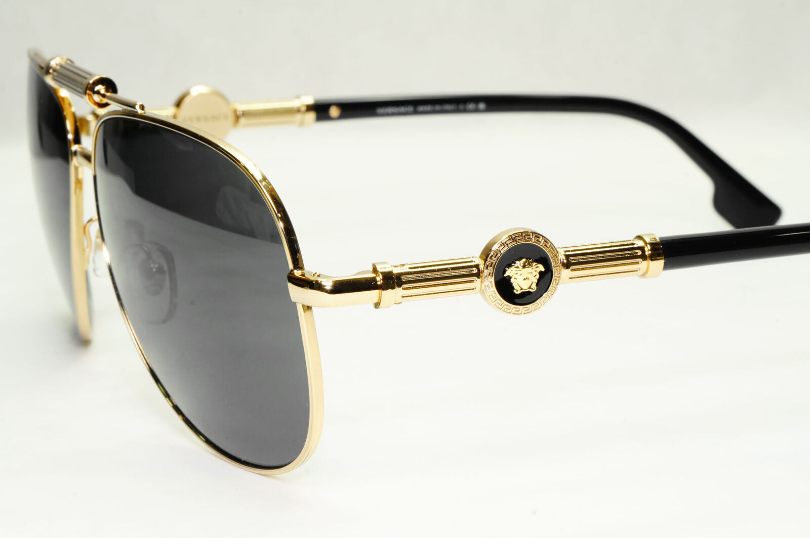 Versace Sunglasses Black Gold Pilot Medusa Metal MOD VE 2236 1002/87 59mm
