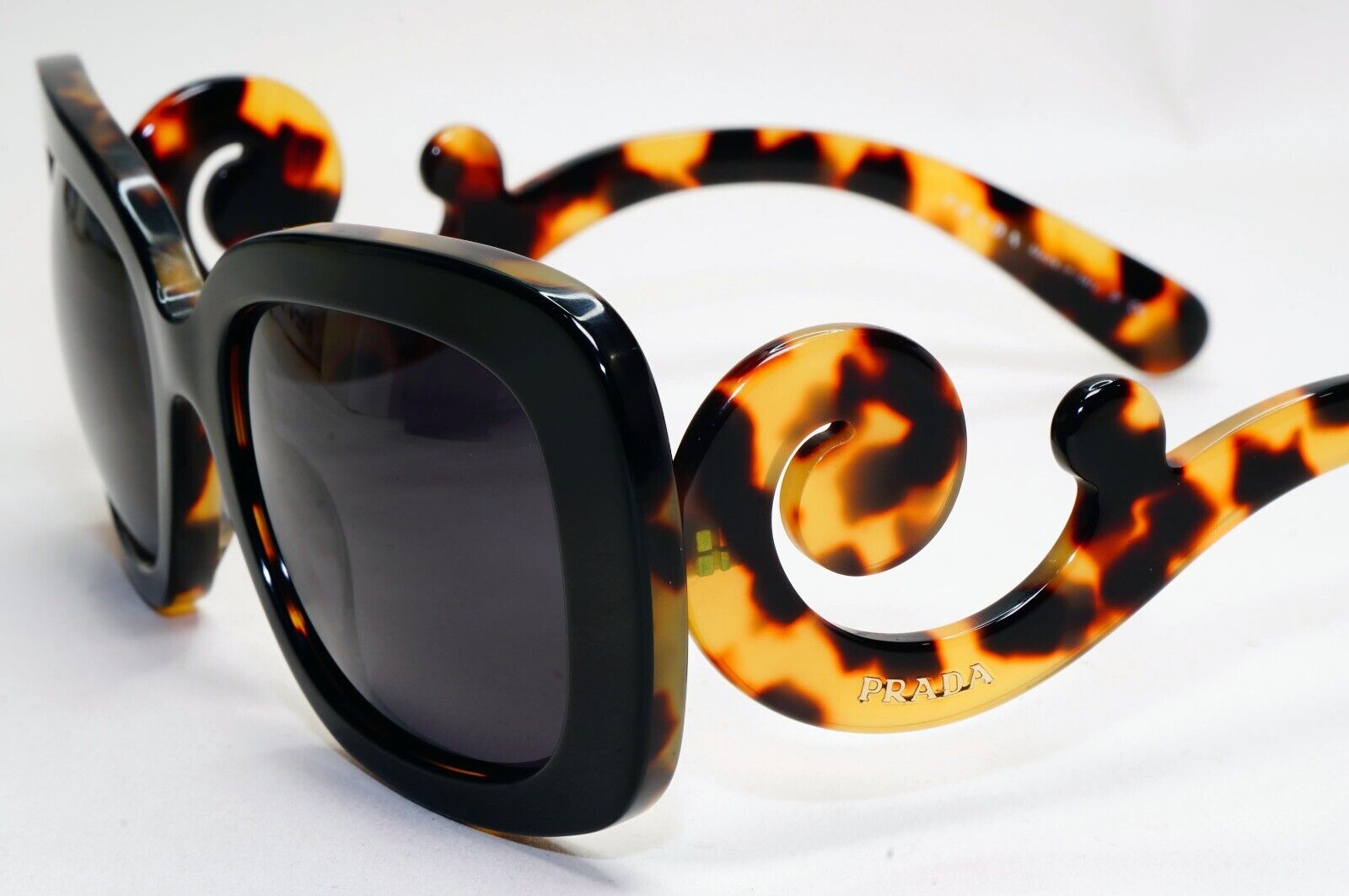 Prada Sunglasses Baroque Swirl Square Black Brown PR27OS SPR 27O NAI-0A7 081124