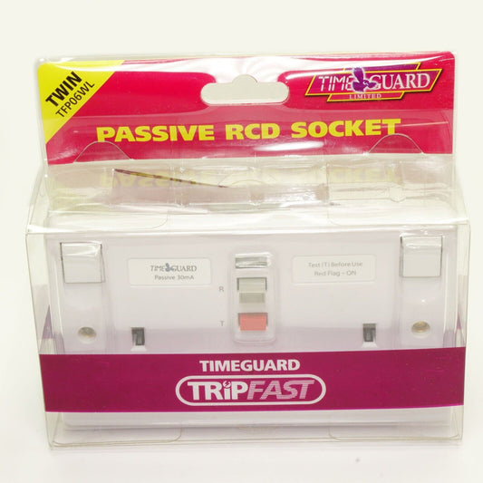 Timeguard 2 Gang RCD Double Socket TFP06WL Passive 13 AMP 30MA Switched Outlet 