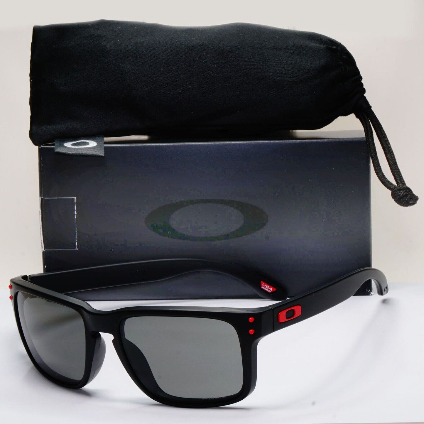 Oakley Sunglasses Holbrook Black Matte Grey Prizm Square Red OO 9102 U2 57mm [b]