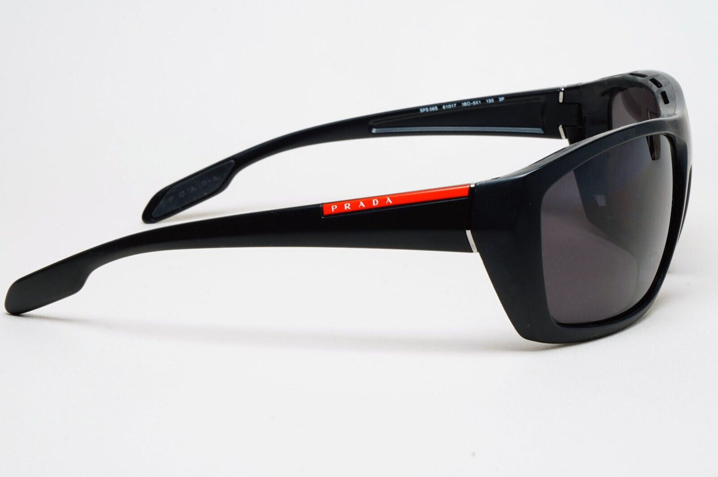 Prada Sunglasses Black Wrap Red Stripe PS06SS SPS 06S 1BO-5X1 231124