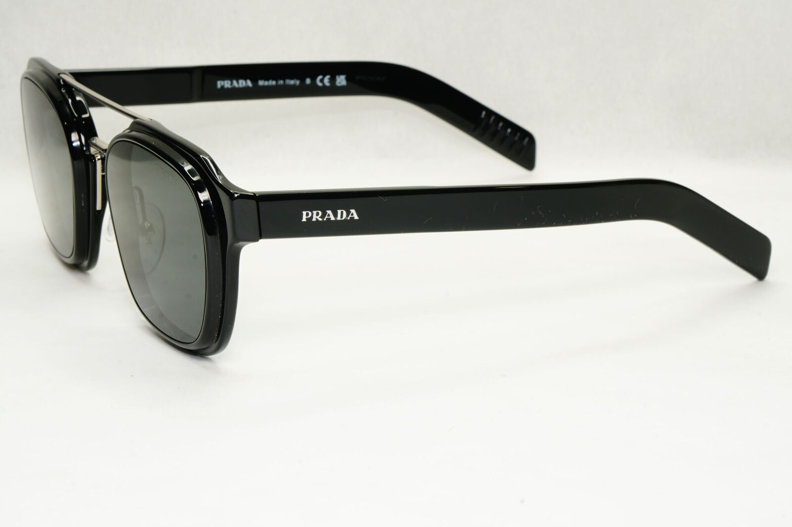 Prada Sunglasses Black Navigator Square Bridge Glossy PR07WS SPR 07W 1AB-5S0