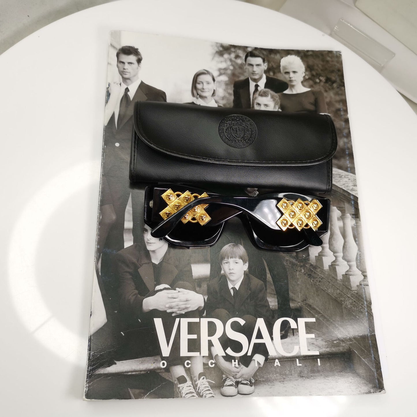 Gianni Versace 1995 Sunglasses Vintage Gold Black Biggie MOD 420/D COL852 190123