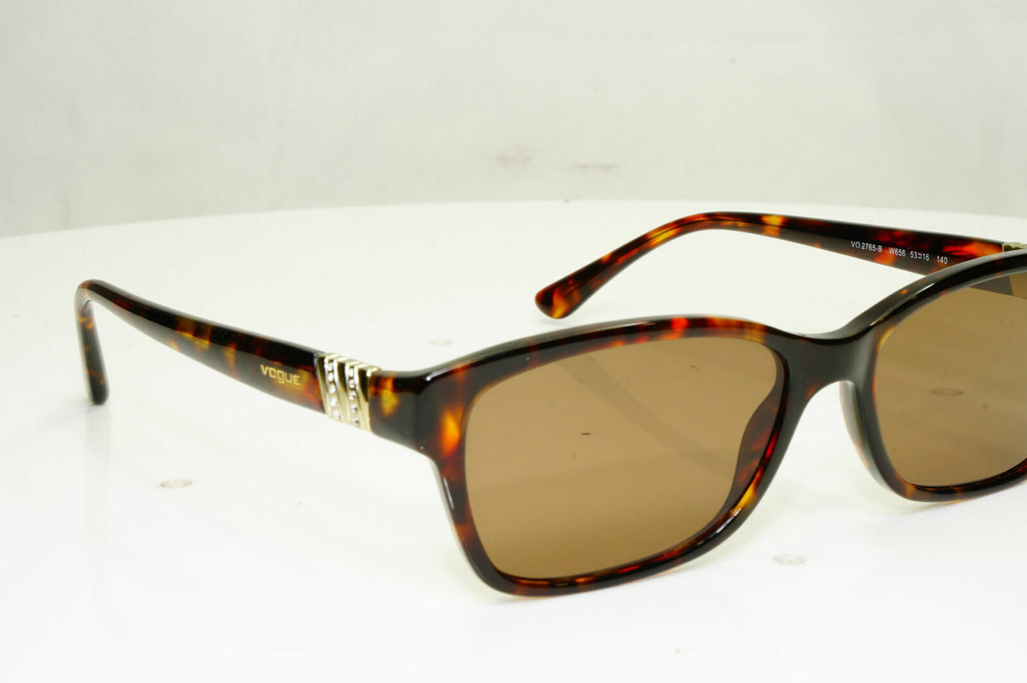 Vogue Tortoiseshell Brown Sunglasses Crystal Gold Rectangle 2765 W656 33498
