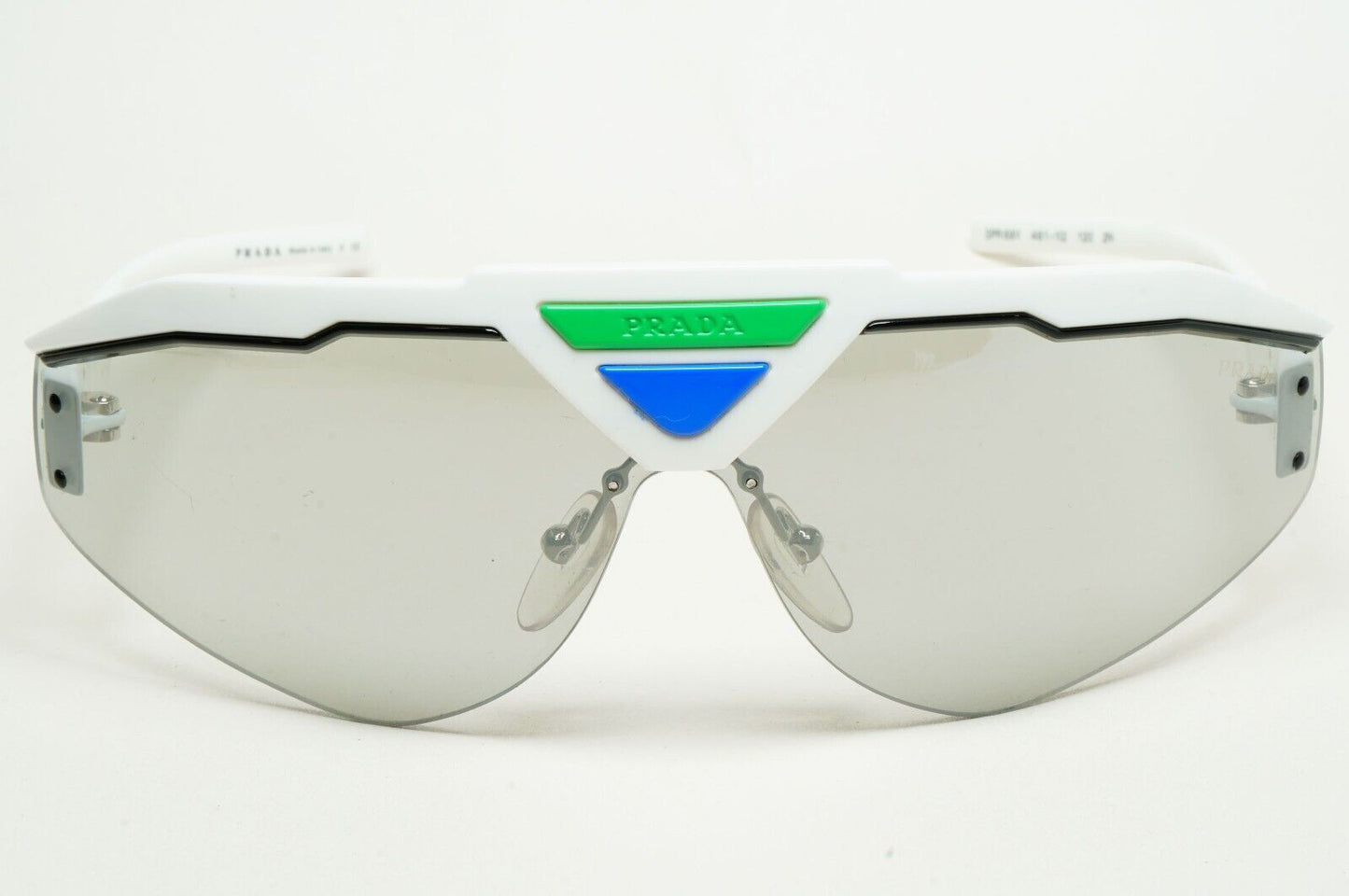 Prada Sunglasses Triangle White Shield Catwalk PR69VS SPR 69V 461-1I2 [b] 231124