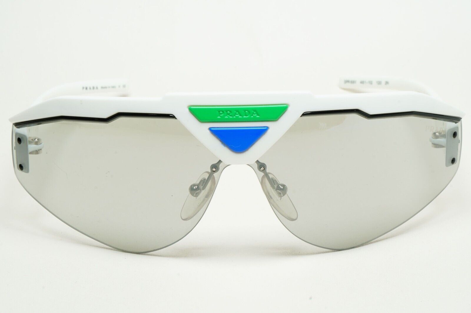 Prada Sunglasses Triangle White Shield Catwalk PR69VS SPR 69V 461-1I2 [b] 231124