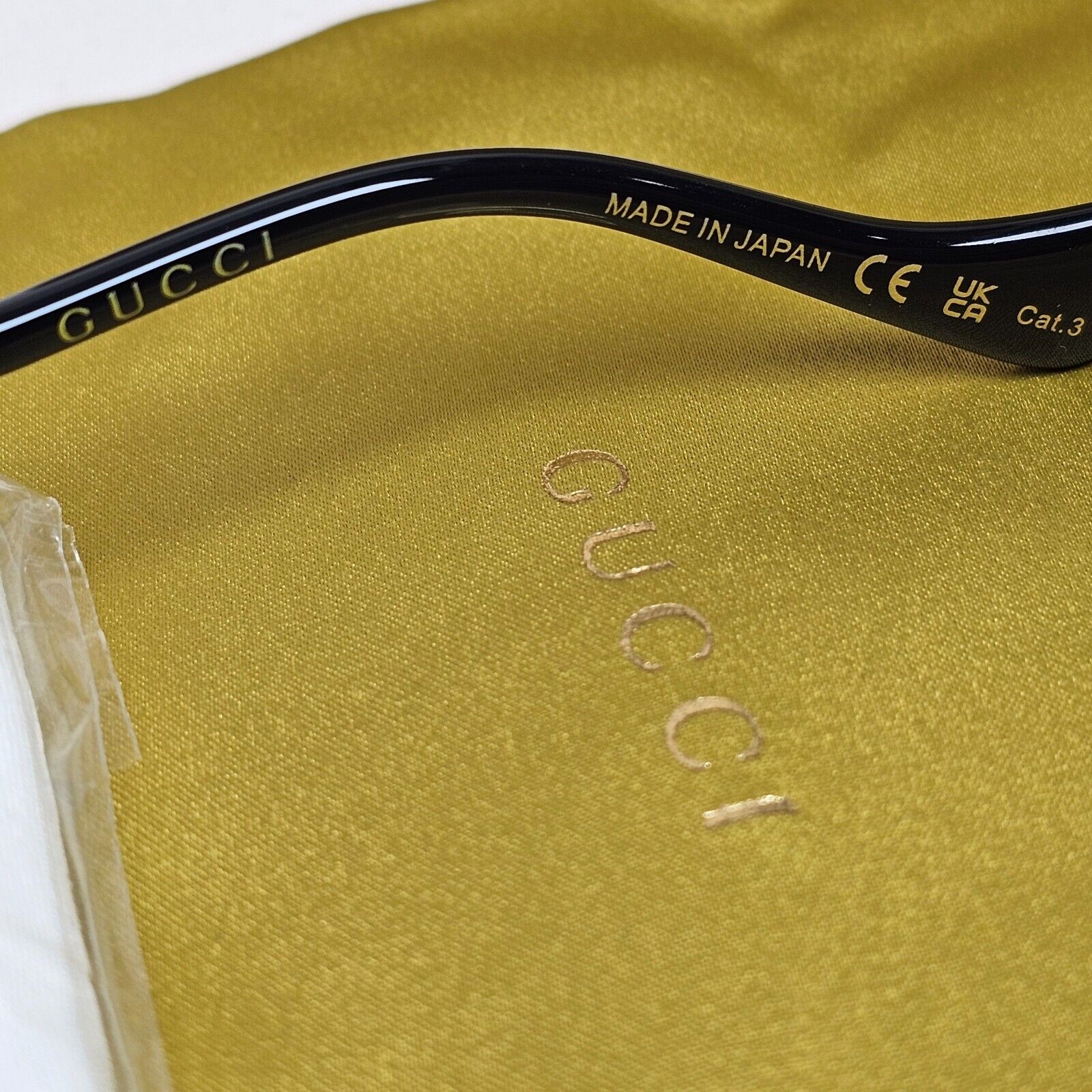 Gucci Sunglasses 2024 Gold Black Rectangle Slim Metal GG1600S 001 56mm 170125