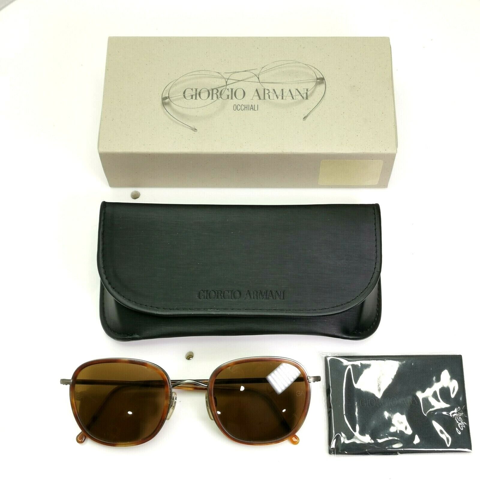 Giorgio Armani 1997 Vintage Sunglasses Brown Tortoise Square Glass Lens 649 943