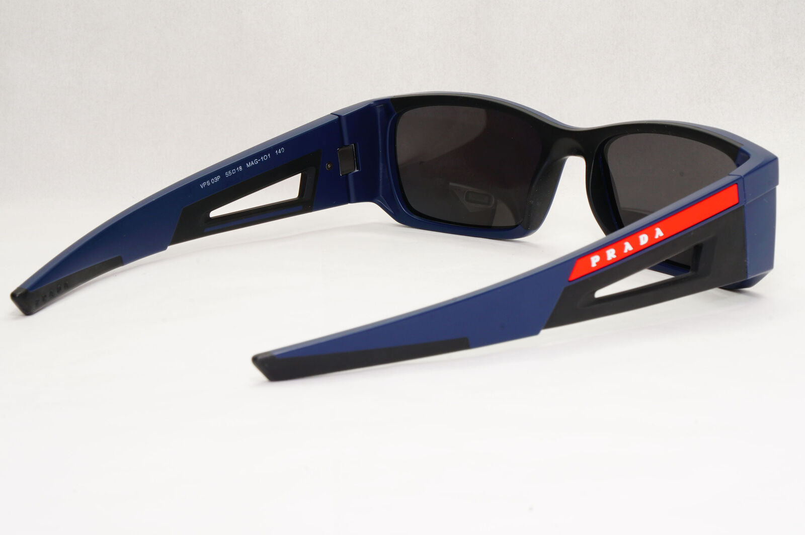 Prada Sunglasses Blue Black Red Linea Rossa Square Wrap PS03PV VPS 03P MAG-1O1