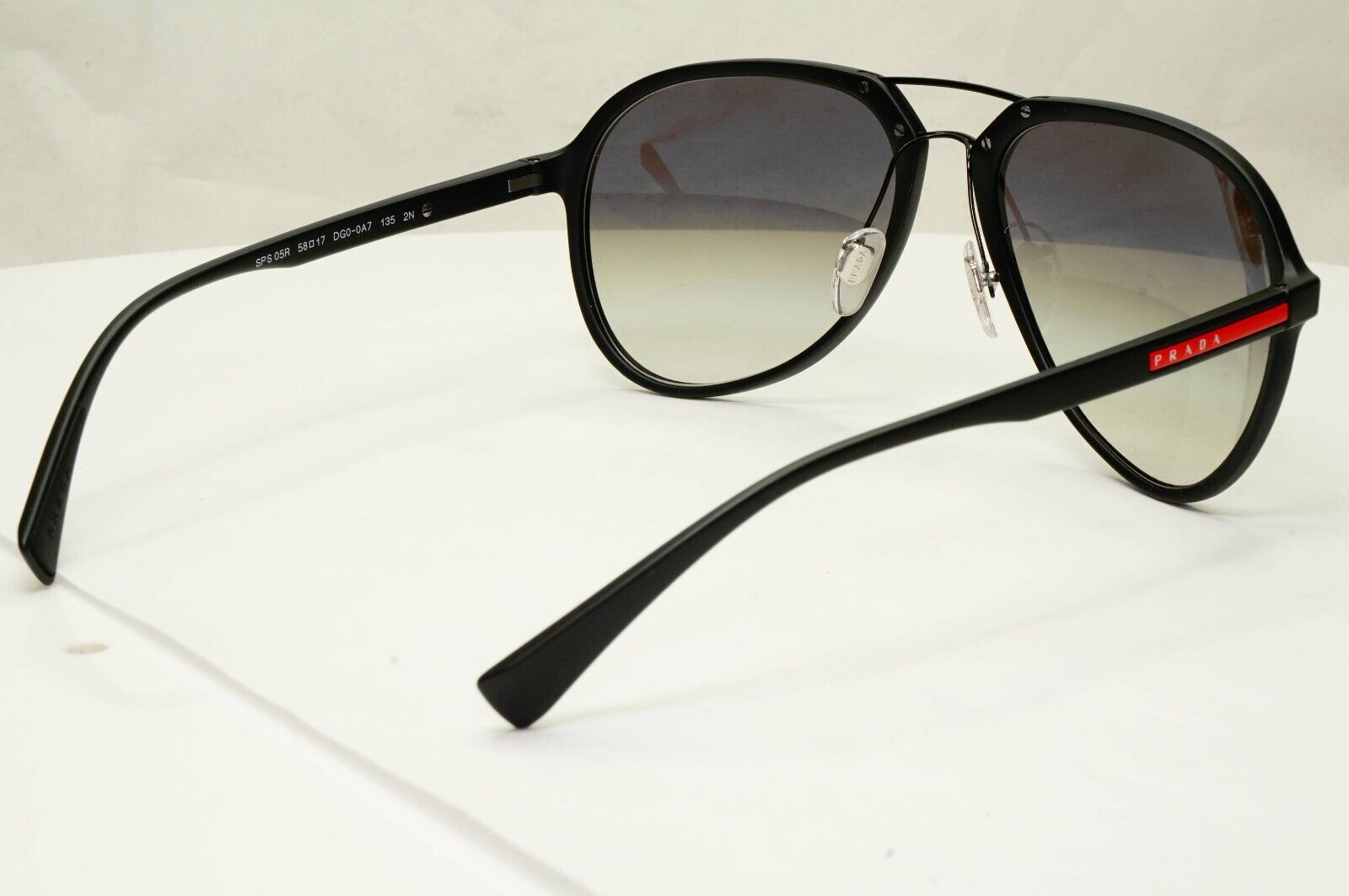 Prada Sunglasses Black Pilot Grey Gradient PS05RS SPS 05R DG0-0A7 58mm