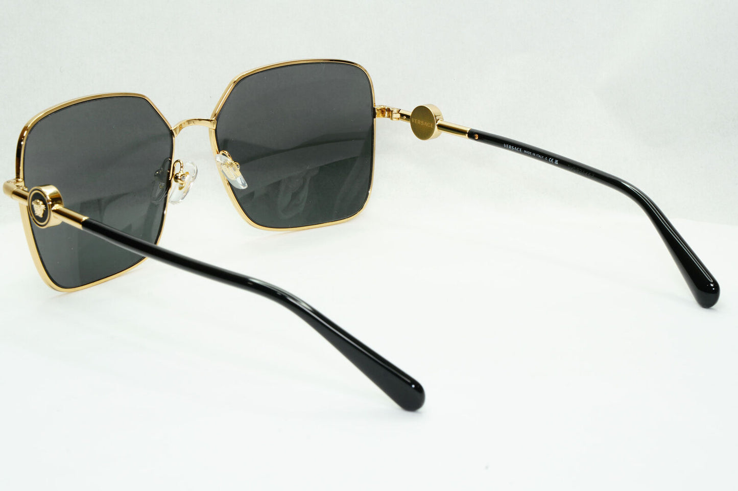 Versace Sunglasses Black Gold Medusa Square Metal MOD 2227 1002/87