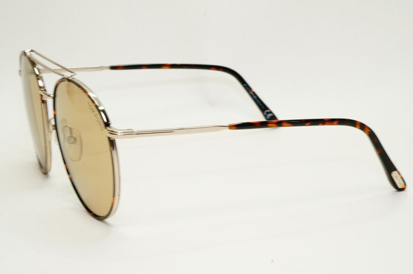 Tom Ford Sunglasses Wesley Gold Brown Tortoise Rims Round Pilot FT0694 TF694 28E