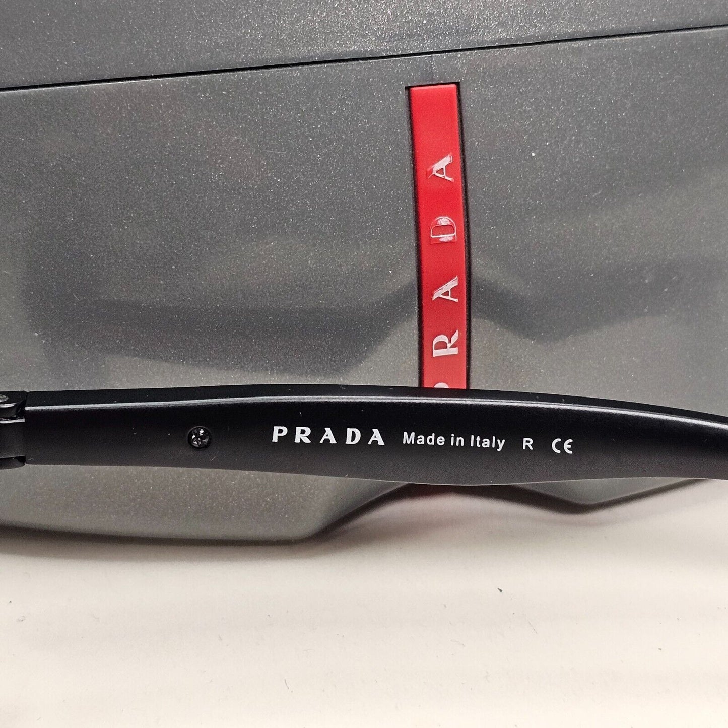 Prada Sunglasses Black Blue Pilot Red Stripe PS53PS SPS 53P 1BO-7W1 62mm 031124