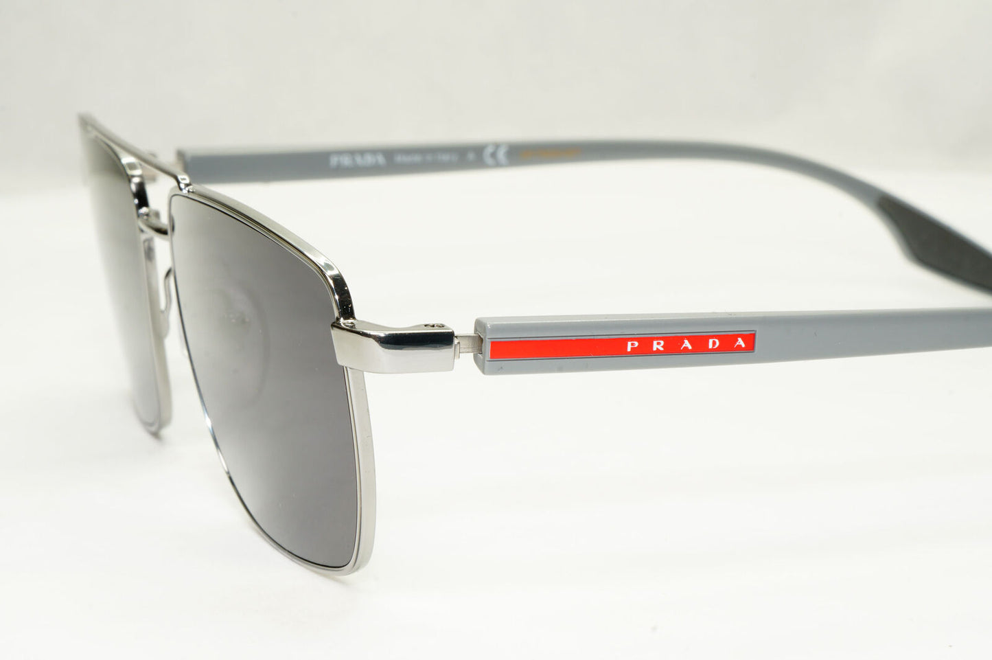 Prada Sunglasses Black Grey Gunmetal Square Navigator PS53MV VPS 53M 5AV1O1 55mm