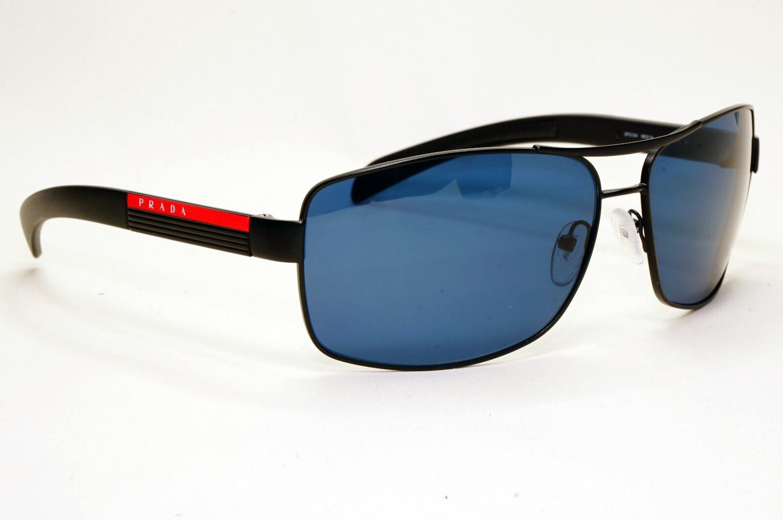 Prada Sunglasses Black Matte Blue Wrap Navigator PS54IS SPS 54I 1BO-1A1 210924