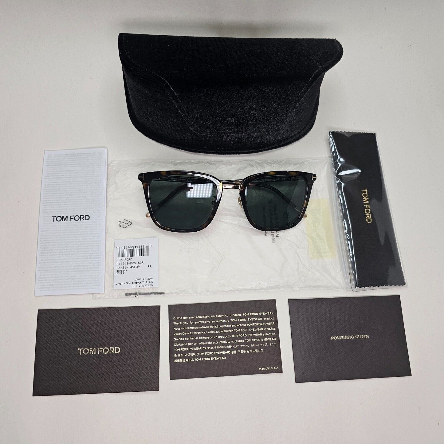 Tom Ford Sunglasses Polarised Brown Tortoiseshell Green FT0949-D TF 949-D 52R