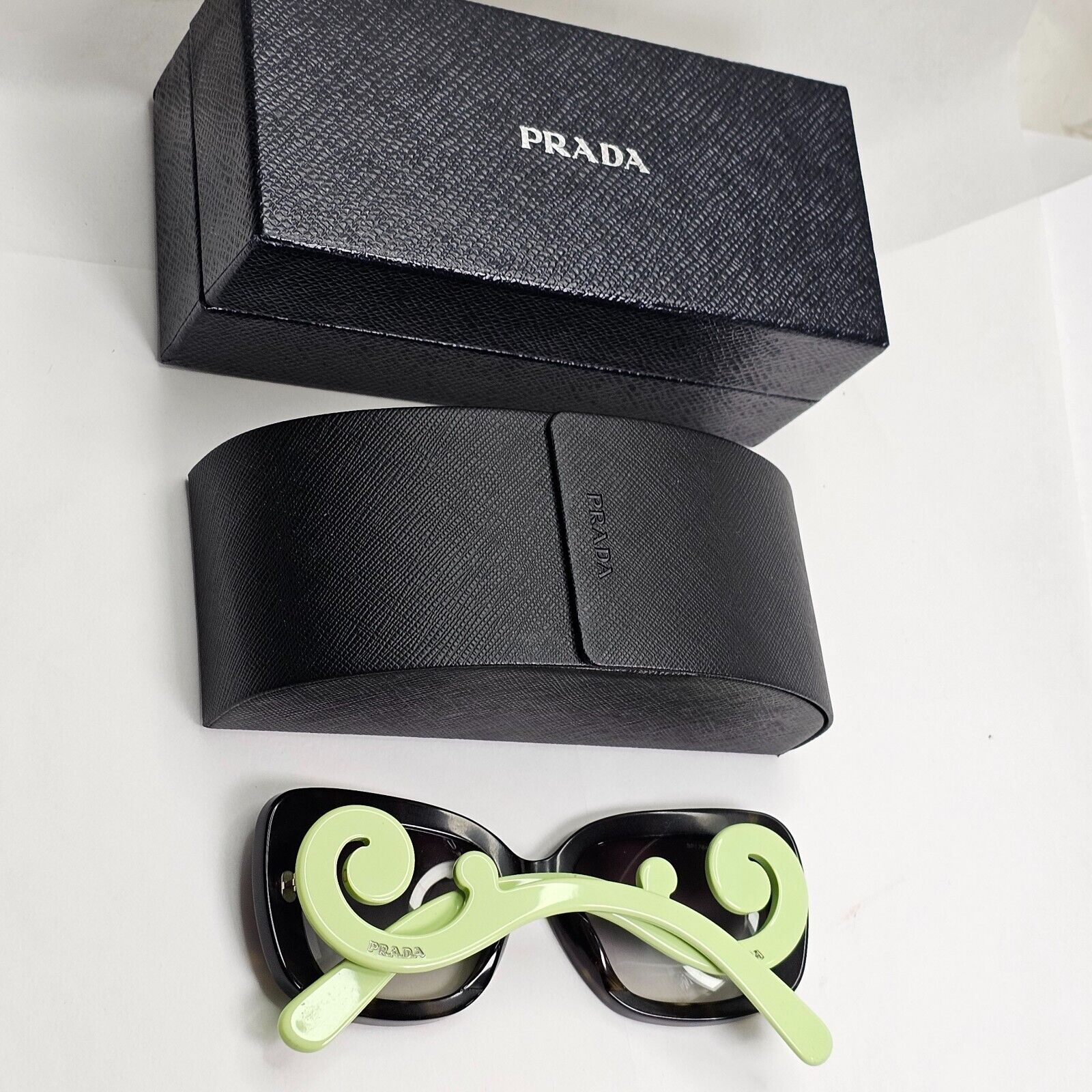 Prada Sunglasses Baroque Swirl Square Brown Green PR27OS SPR 27O QFL-0A7 180324