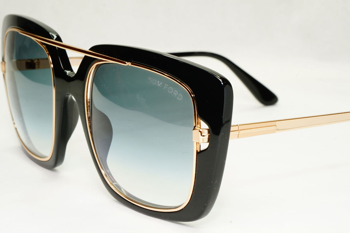 Tom Ford Sunglasses Marissa-02 Black Gold Blue Gradient Square FT0619 TF619 01B