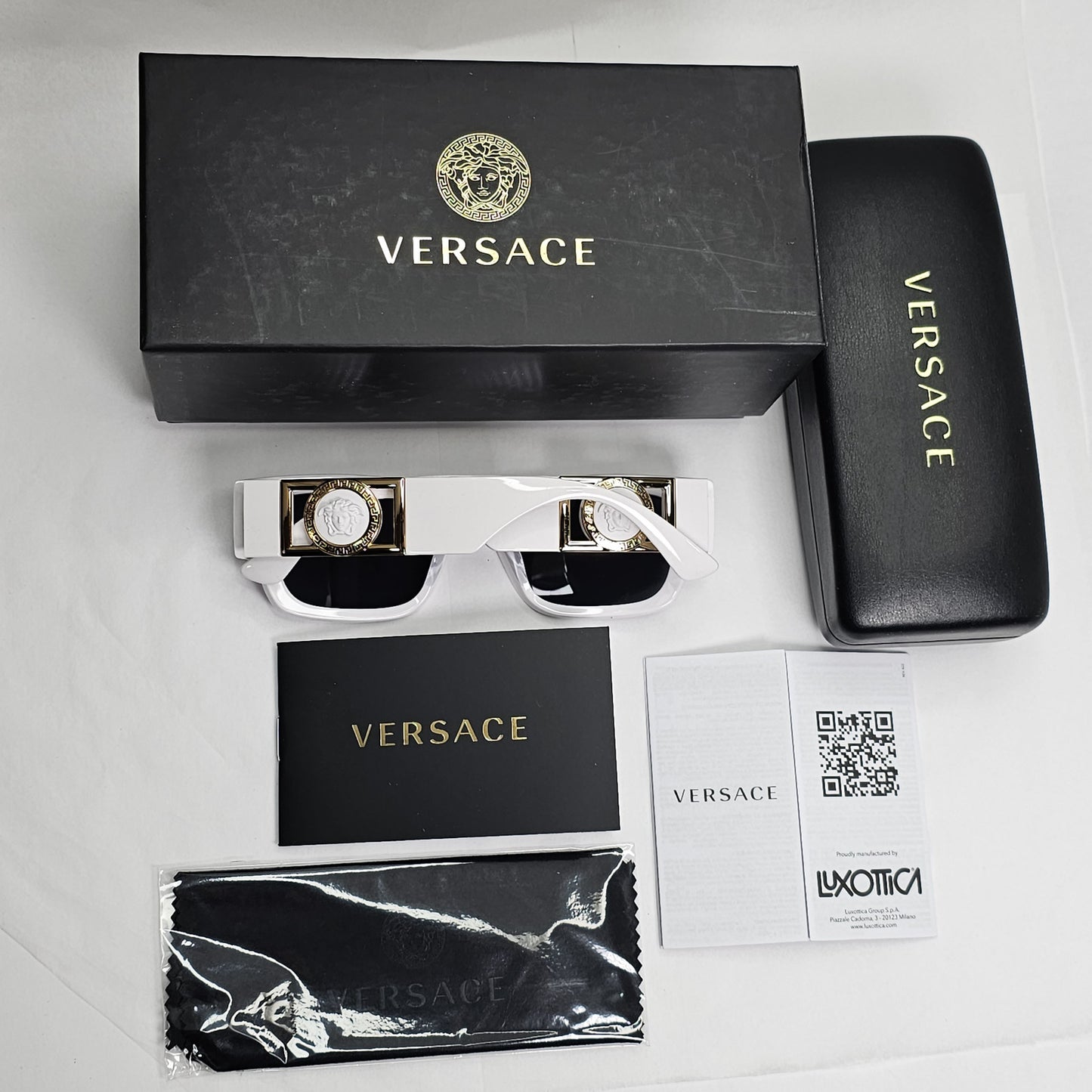 Versace Sunglasses White Gold Medusa Grey Square MOD VE 4416-U 314/87 53mm