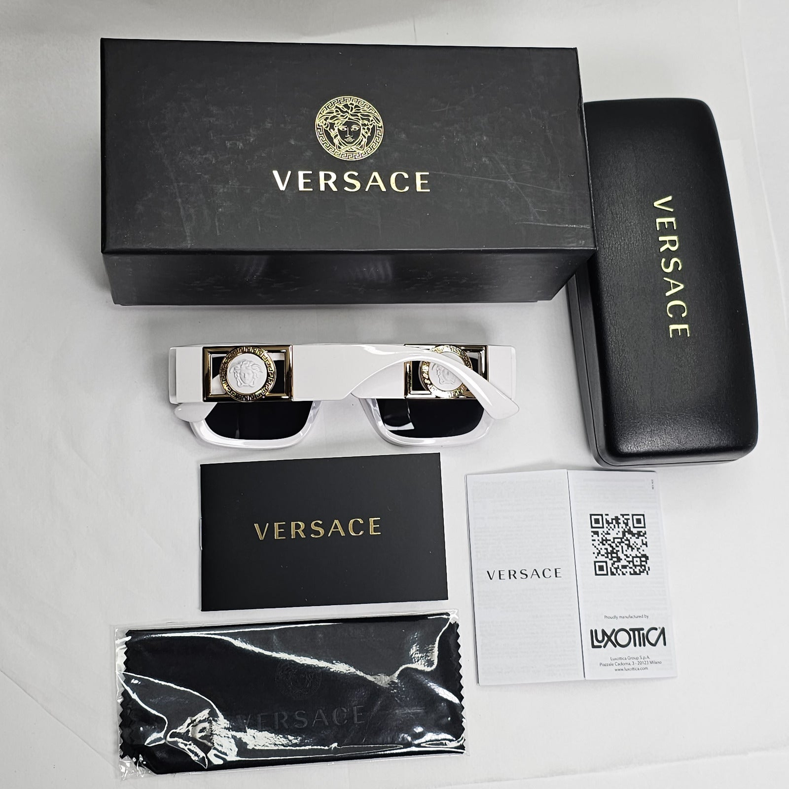 Versace Sunglasses White Gold Medusa Grey Square MOD VE 4416-U 314/87 53mm