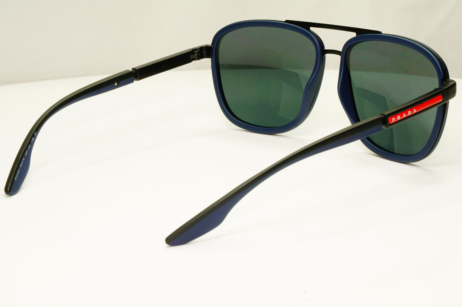 Prada Blue Mirror Sunglasses Pilot Mens Black Large SPS 50X PS50XS 02P-04I