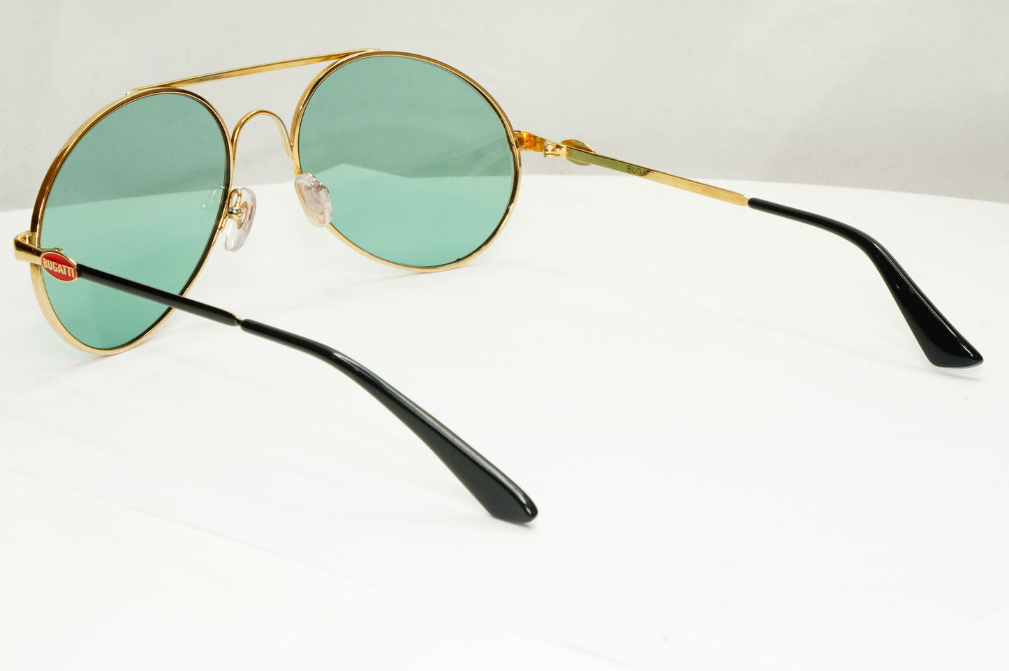 Bugatti 1980s France Sunglasses Vintage Pilot Gold Black Red Green Metal 261022