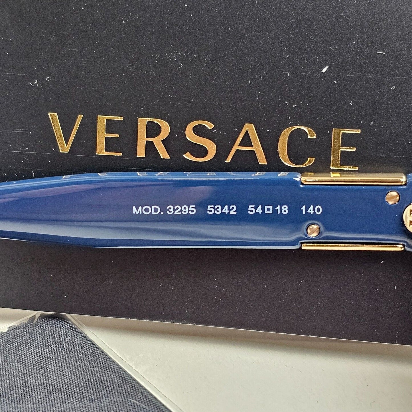 Versace Sunglasses Dark Blue Gold Medusa Square Rectangle MOD VE 3295 5342 54mm